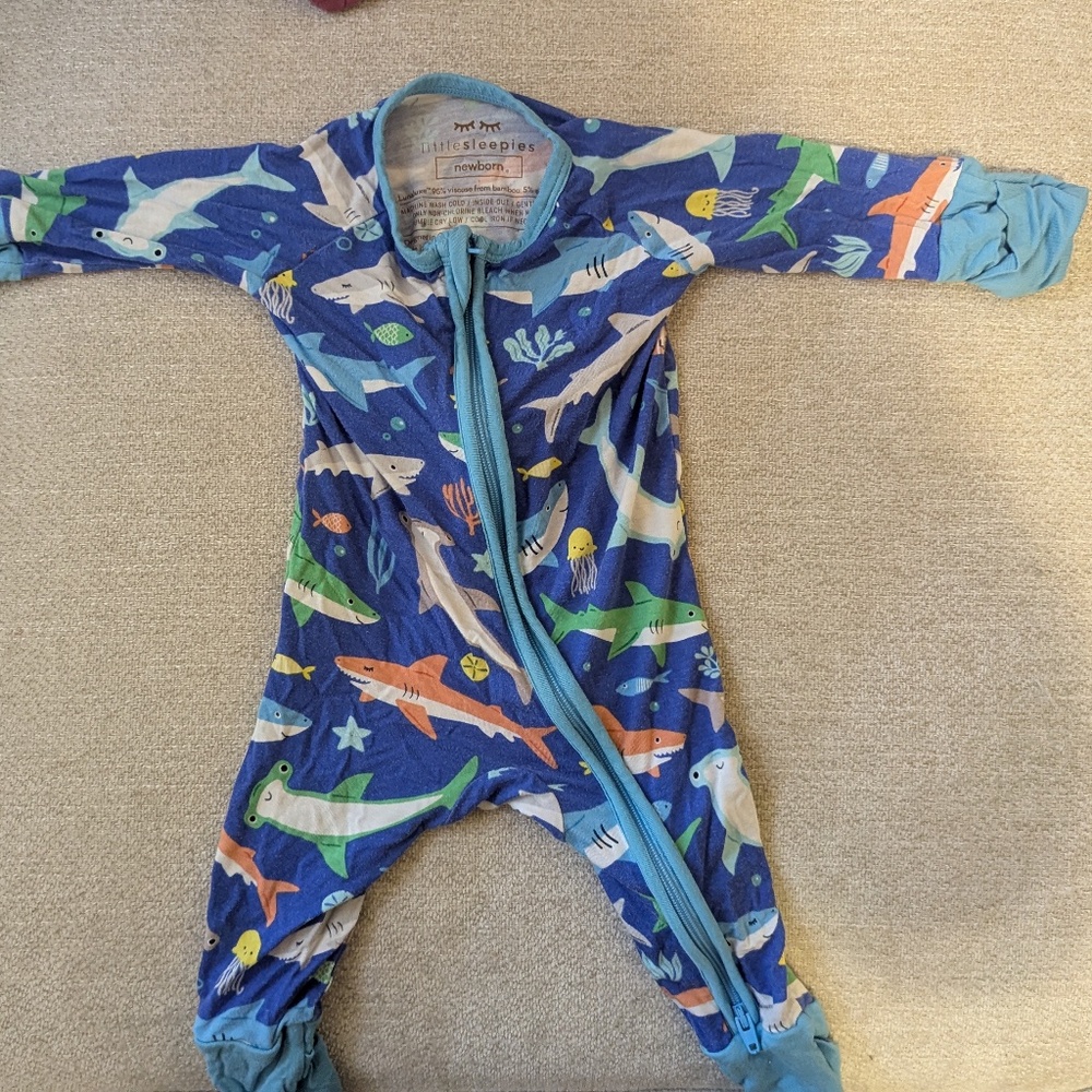 Little Sleepies Zippy - NB Sharks